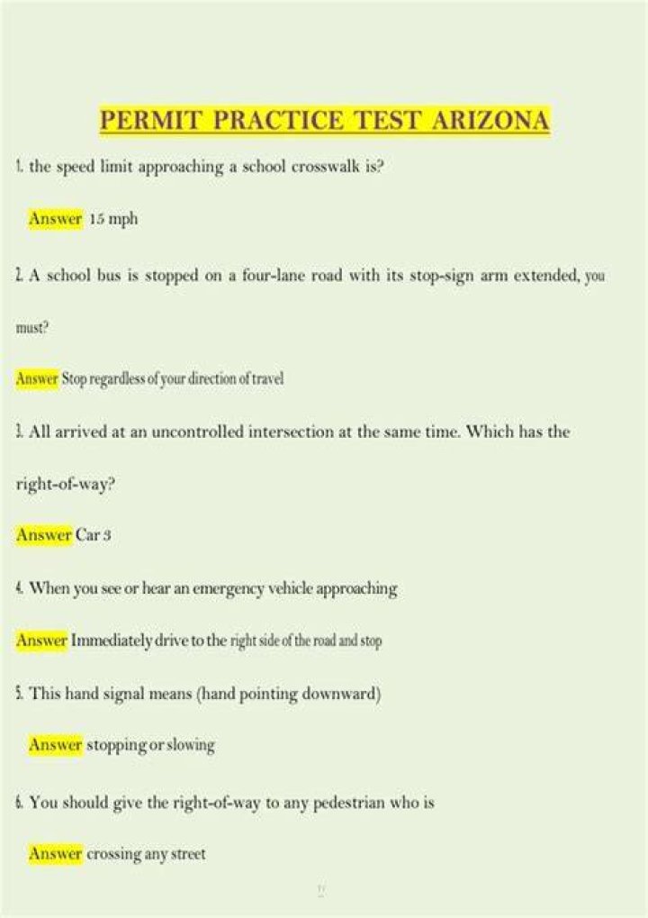 What questions are on the Arizona permit test